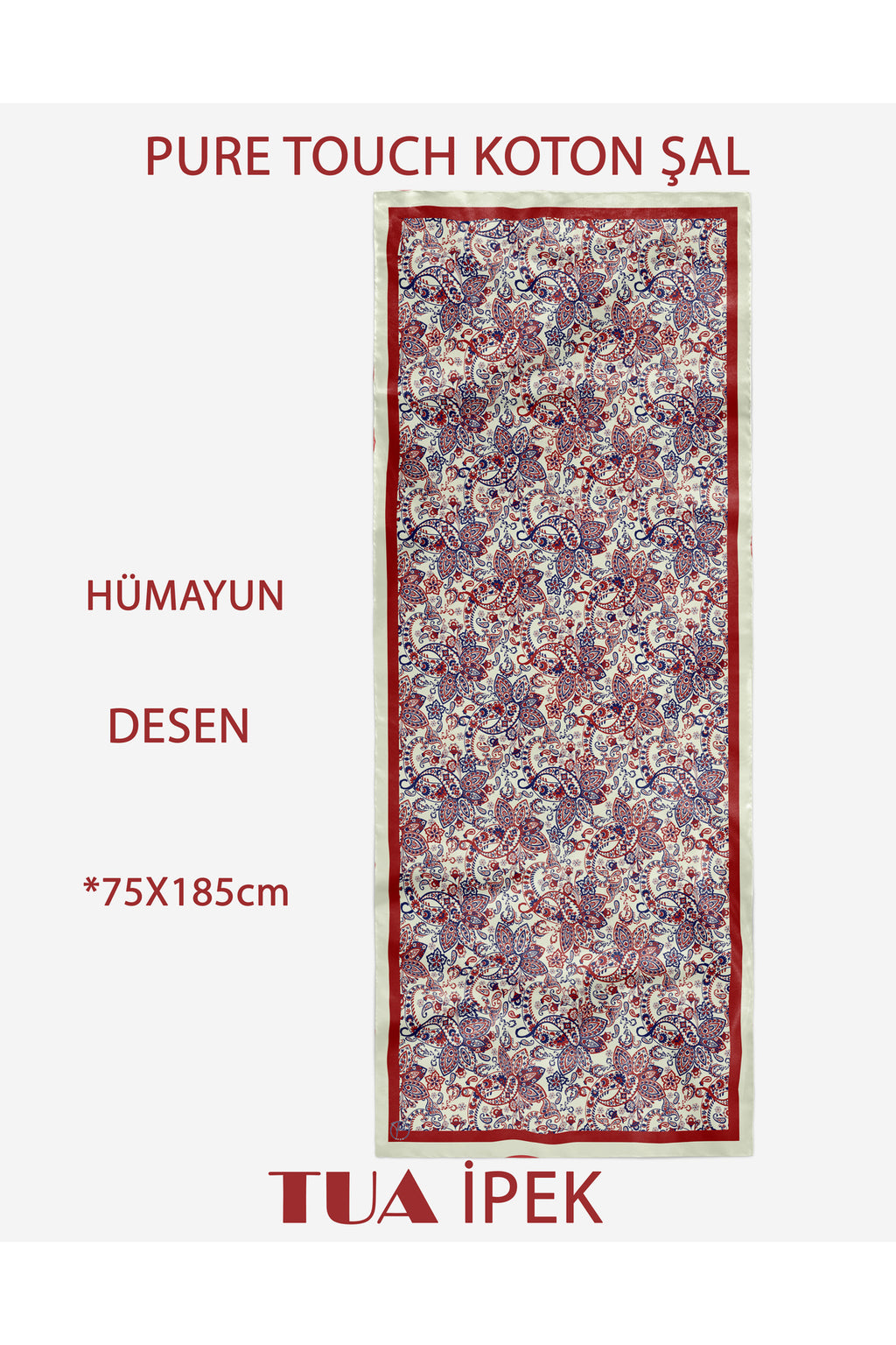 HÜMAYUN Etnik Desen Pure Touch Koton Şal 75x185cm - görsel 2