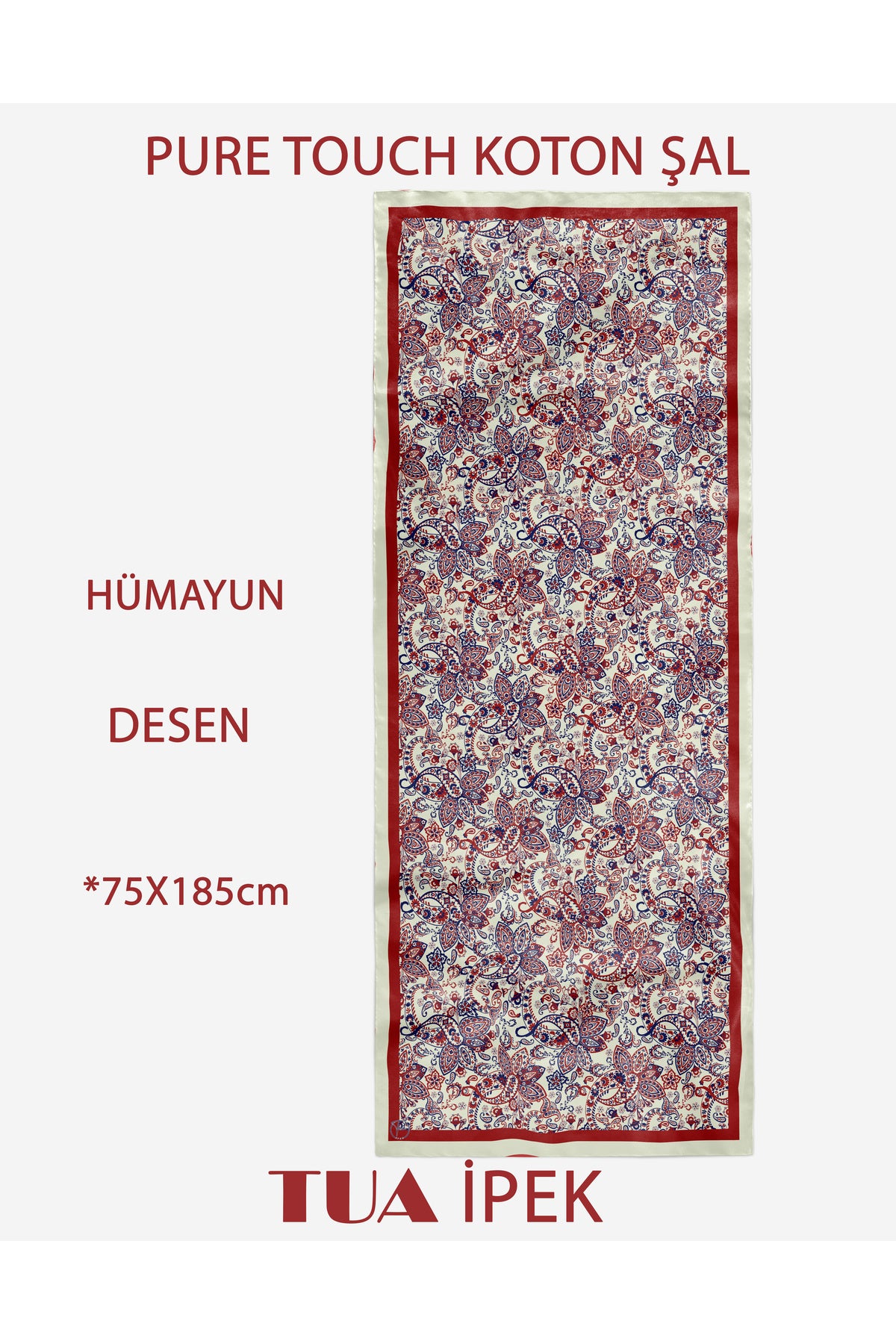HÜMAYUN Etnik Desen Pure Touch Koton Şal 75x185cm - görsel 2