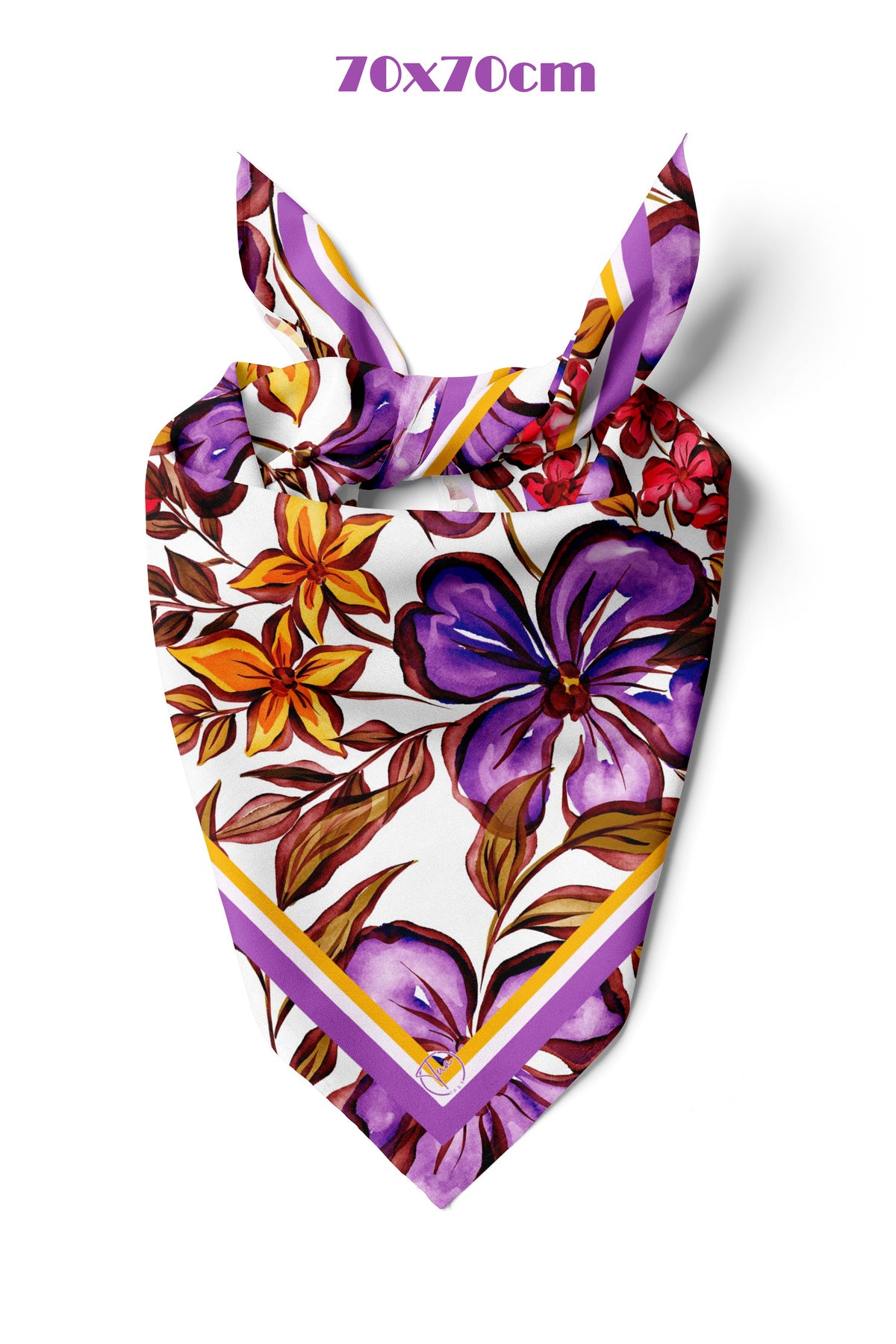 Ege Moru Desen 70*70cm Bandana/Fular - Çok Renkli