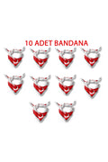 10'LU Paket K.Atatürk İmzalı Türk Bayrağı Desen Bandana/Fular - Kırmızı