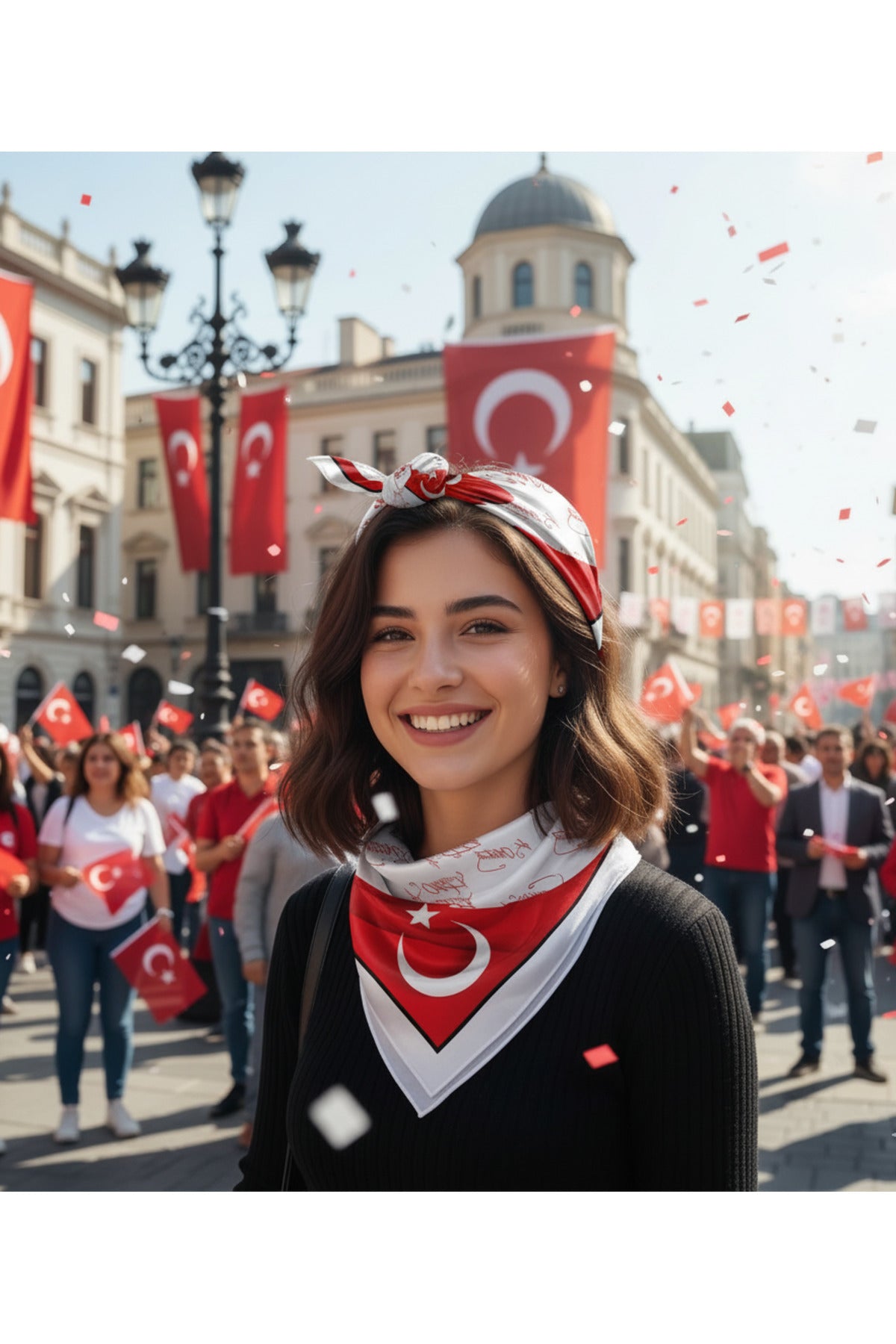 K.Atatürk İmzalı Türk Bayrağı Desen Bandana/Fular - görsel 6