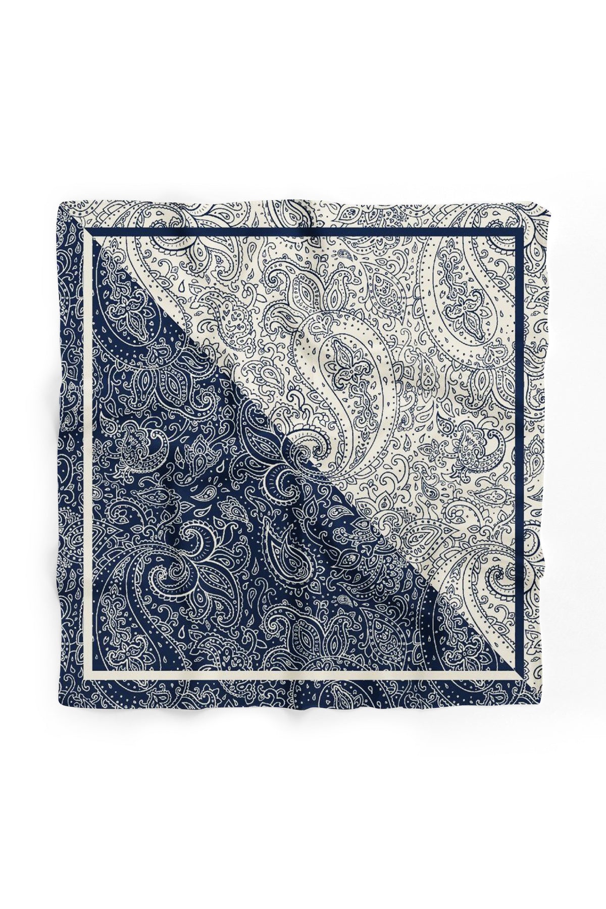 Navy Paisley Desen 55x55cm Bandana/Fular - görsel 4