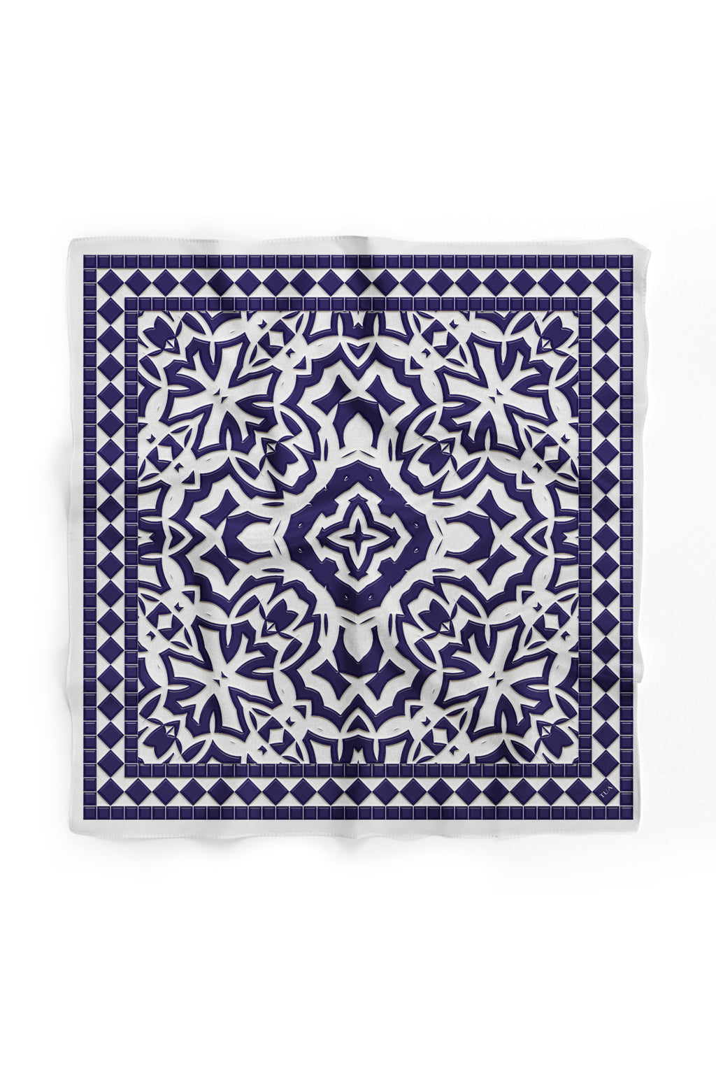 Mavi Kalkan Desen 60x60 cm Viskon Modal Erkek Bandana/Fular - Çok Renkli