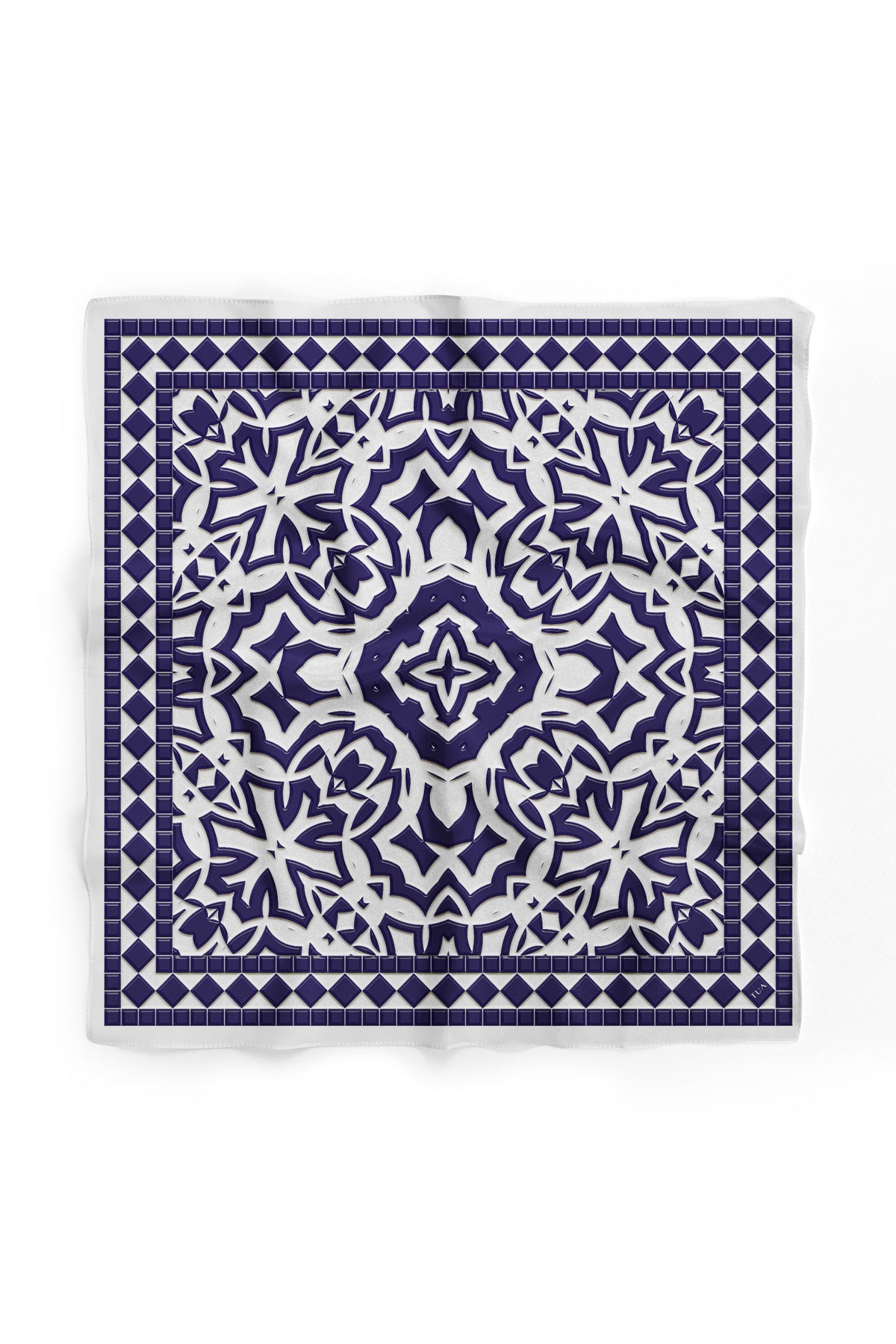 Mavi Kalkan Desen 60x60 cm Viskon Modal Erkek Bandana/Fular - Çok Renkli