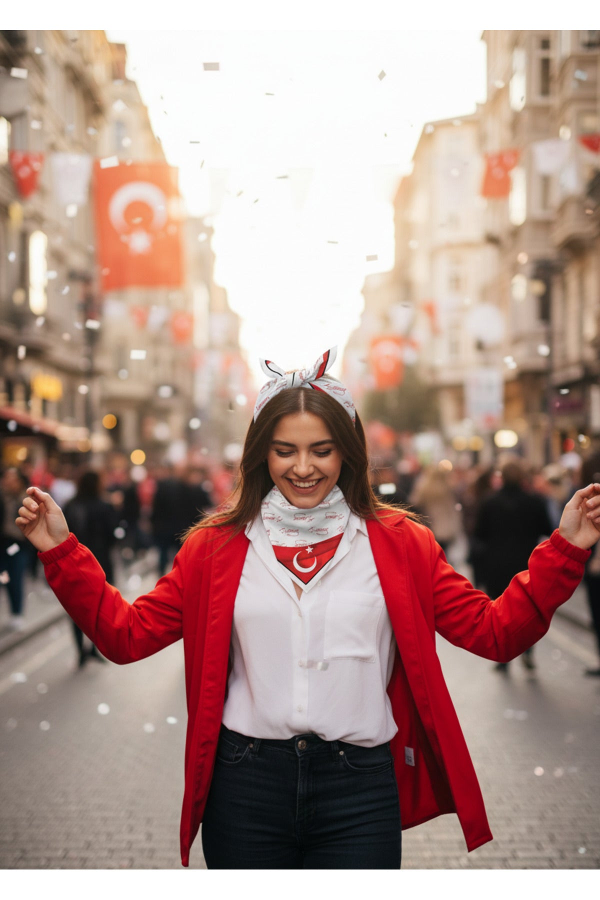 10'LU Paket K.Atatürk İmzalı Türk Bayrağı Desen Bandana/Fular - görsel 4