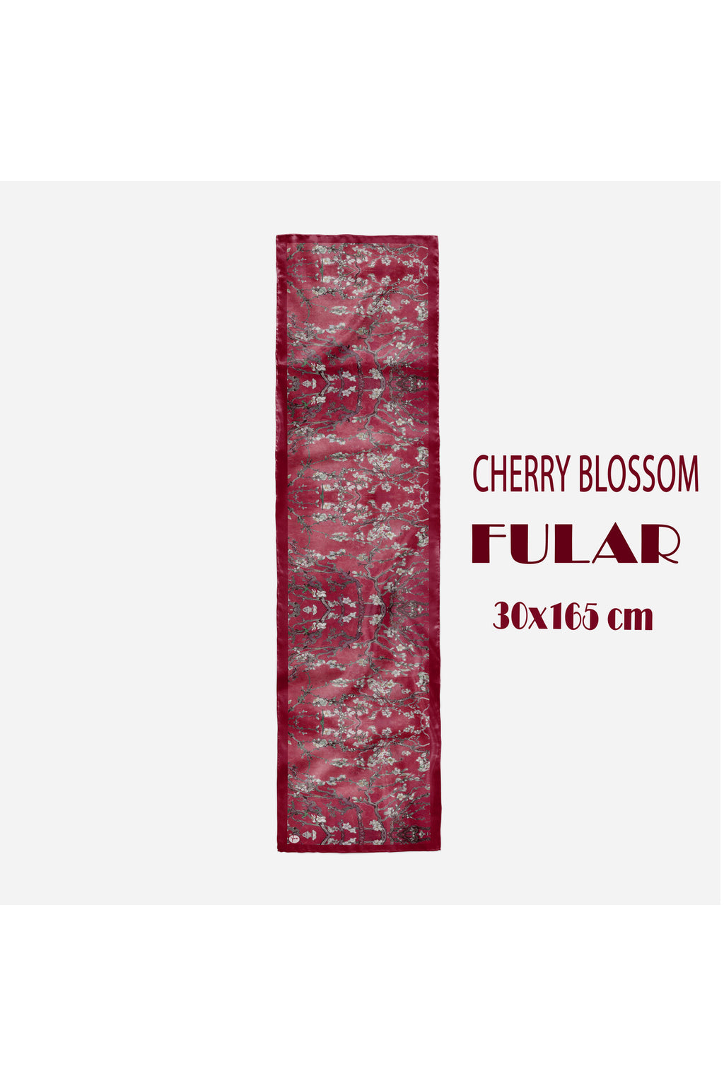 CHERRY BLOSSOM Desen Şık & Zarif Kadın Aksesuarı Saten Fular 30x165cm - görsel 3