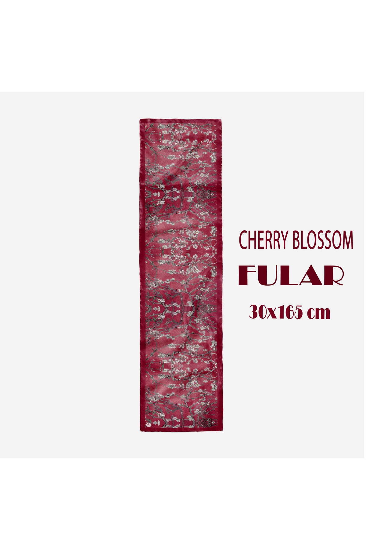 CHERRY BLOSSOM Desen Şık & Zarif Kadın Aksesuarı Saten Fular 30x165cm - görsel 3