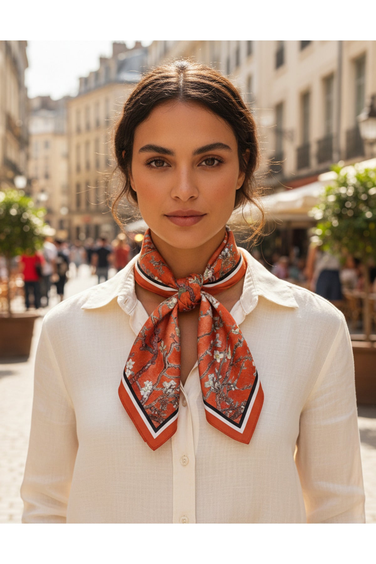 ORANGE BLOSSOM Desen 70*70cm Bandana/Fular - Çok Renkli