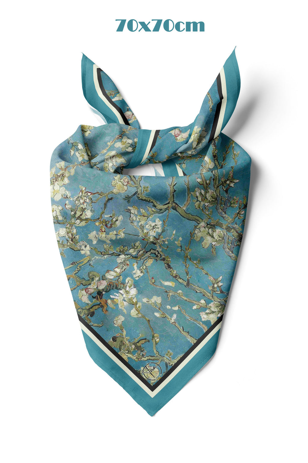 Blue Blossom Desen 70*70cm Bandana/Fular - Çok Renkli