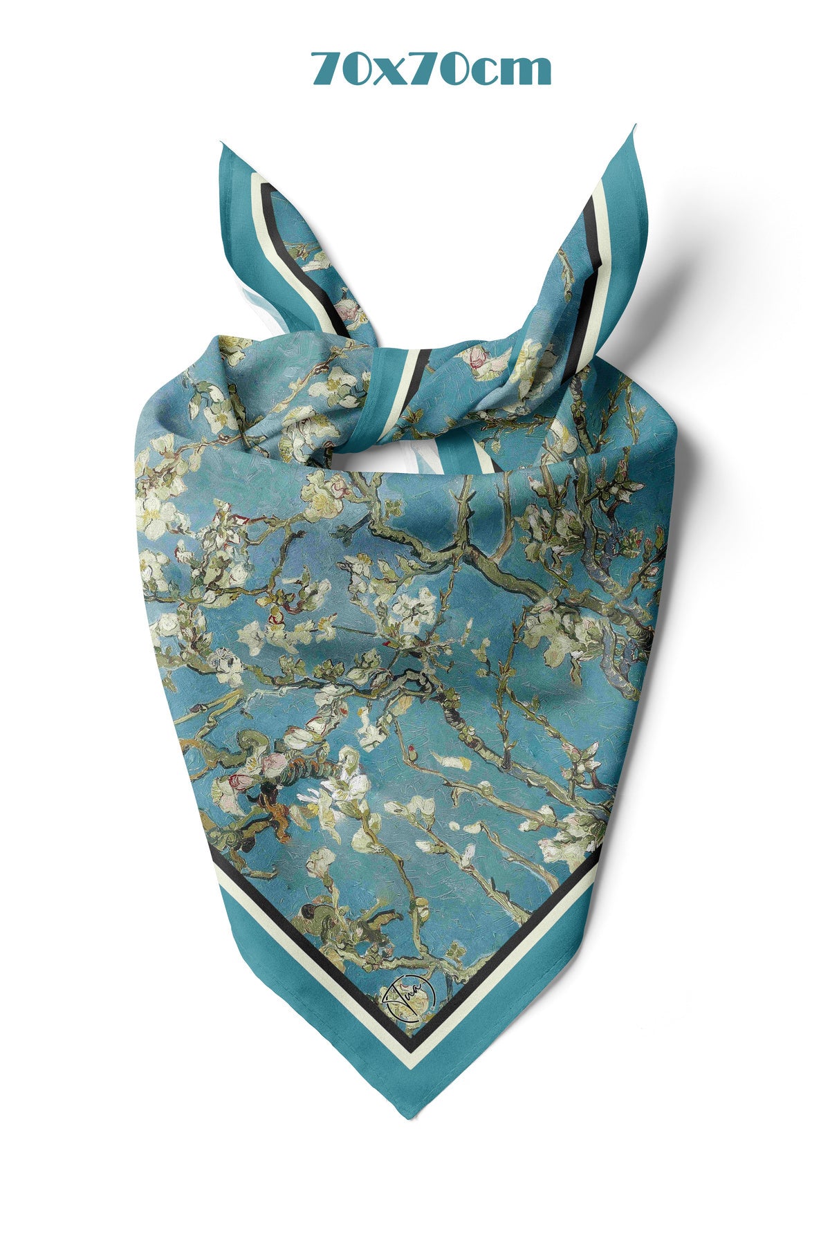 Blue Blossom Desen 70*70cm Bandana/Fular - Çok Renkli