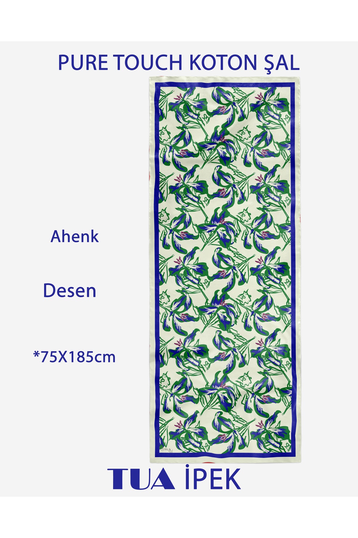 Vivid Floral Desen Pure Touch Koton Şal 75x185cm - görsel 2