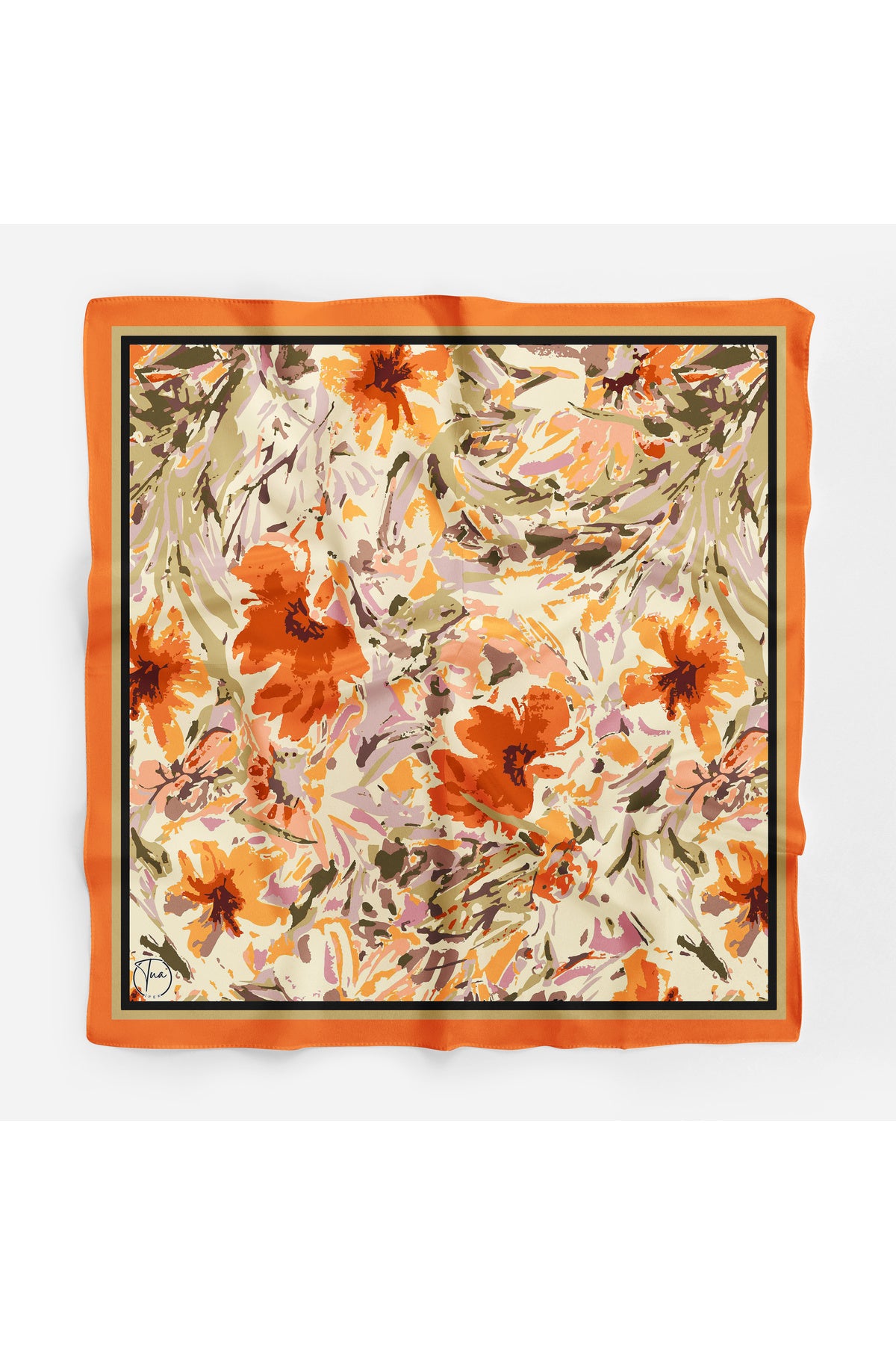 ORANGE FLOWER Desen Bandana/Fular - görsel 2