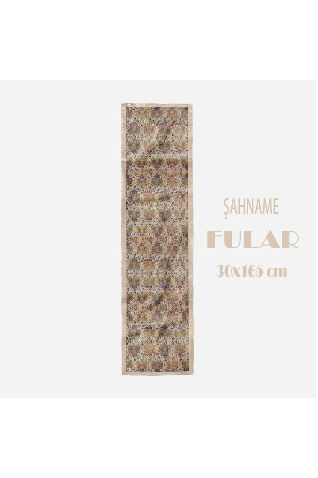 ŞAHNAME Desen Kadın Saten Fular 30x165cm - görsel 4