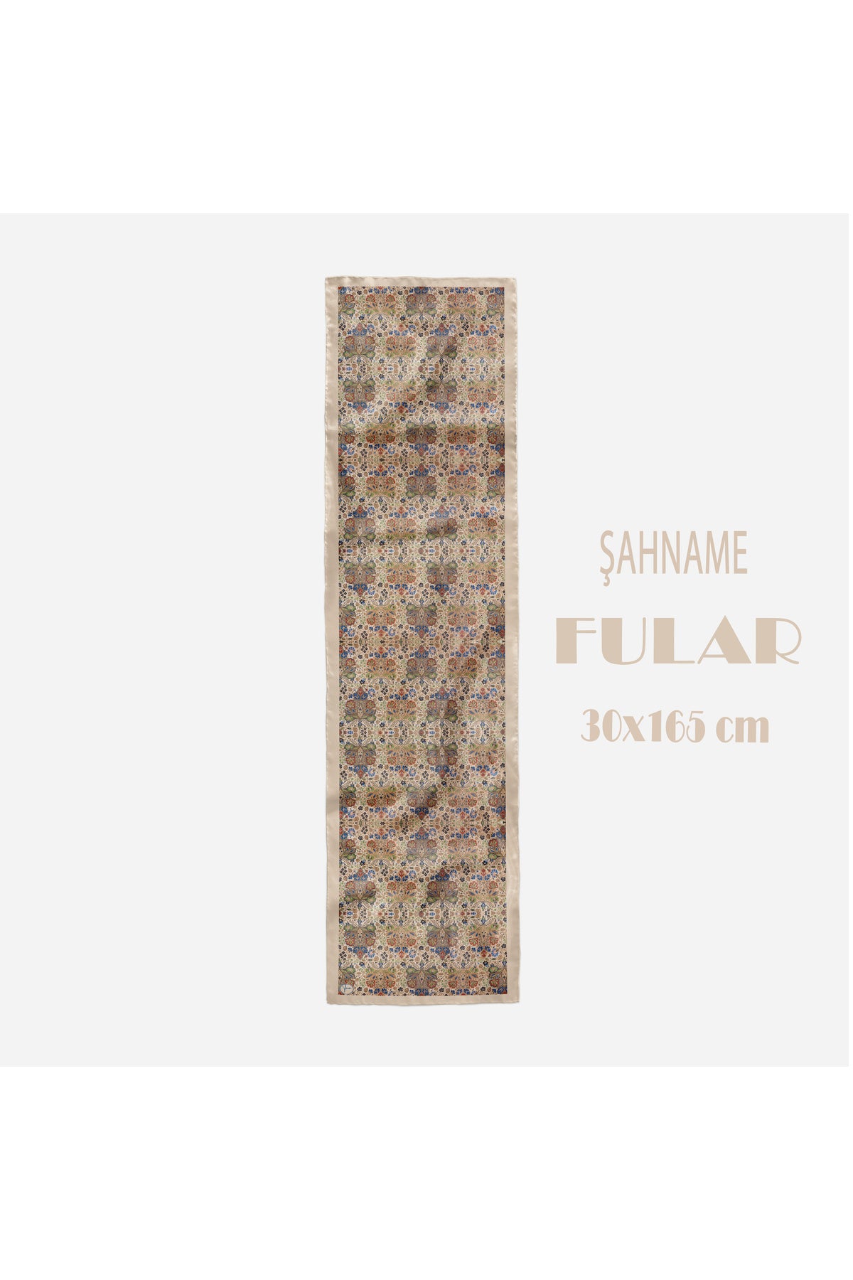 ŞAHNAME Desen Kadın Saten Fular 30x165cm - görsel 4