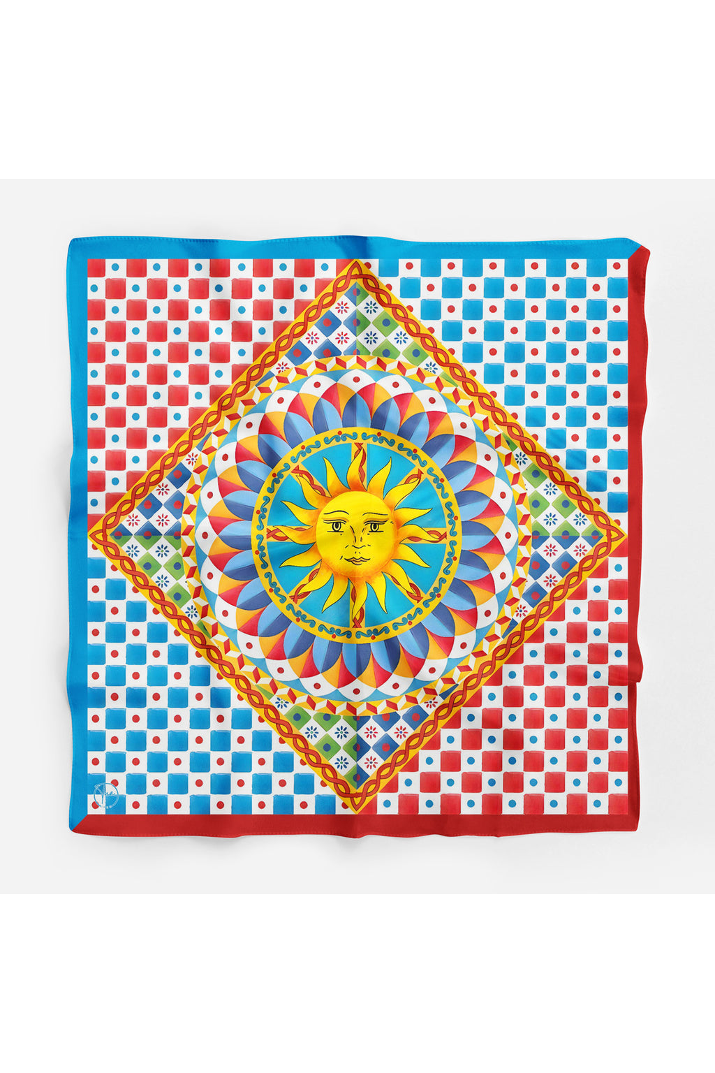 Akdeniz Güneşi Desen 55X55Cm Bandana/Fular - Çok Renkli
