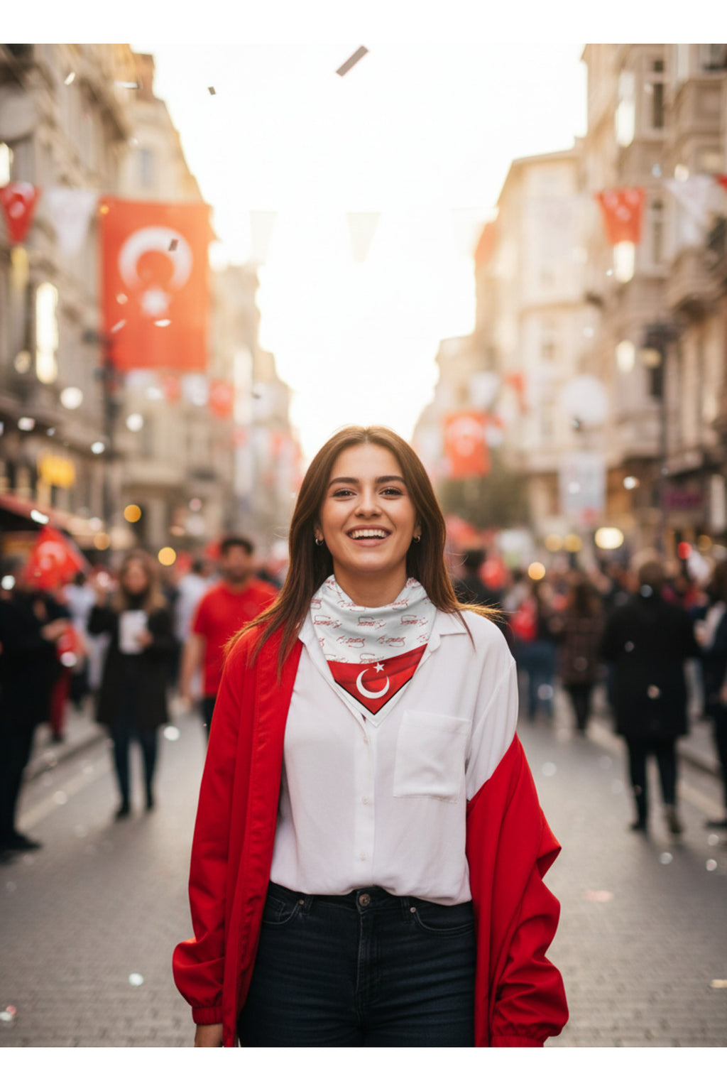 10'LU Paket K.Atatürk İmzalı Türk Bayrağı Desen Bandana/Fular - görsel 2
