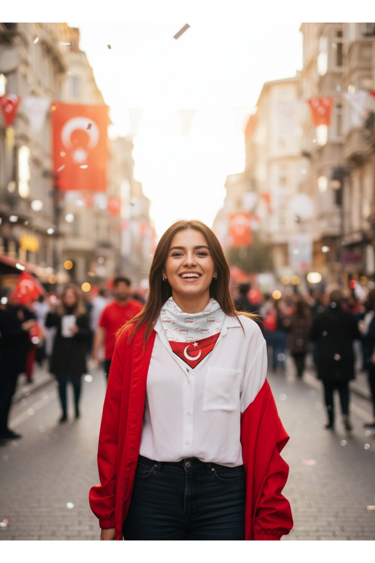10'LU Paket K.Atatürk İmzalı Türk Bayrağı Desen Bandana/Fular - görsel 2