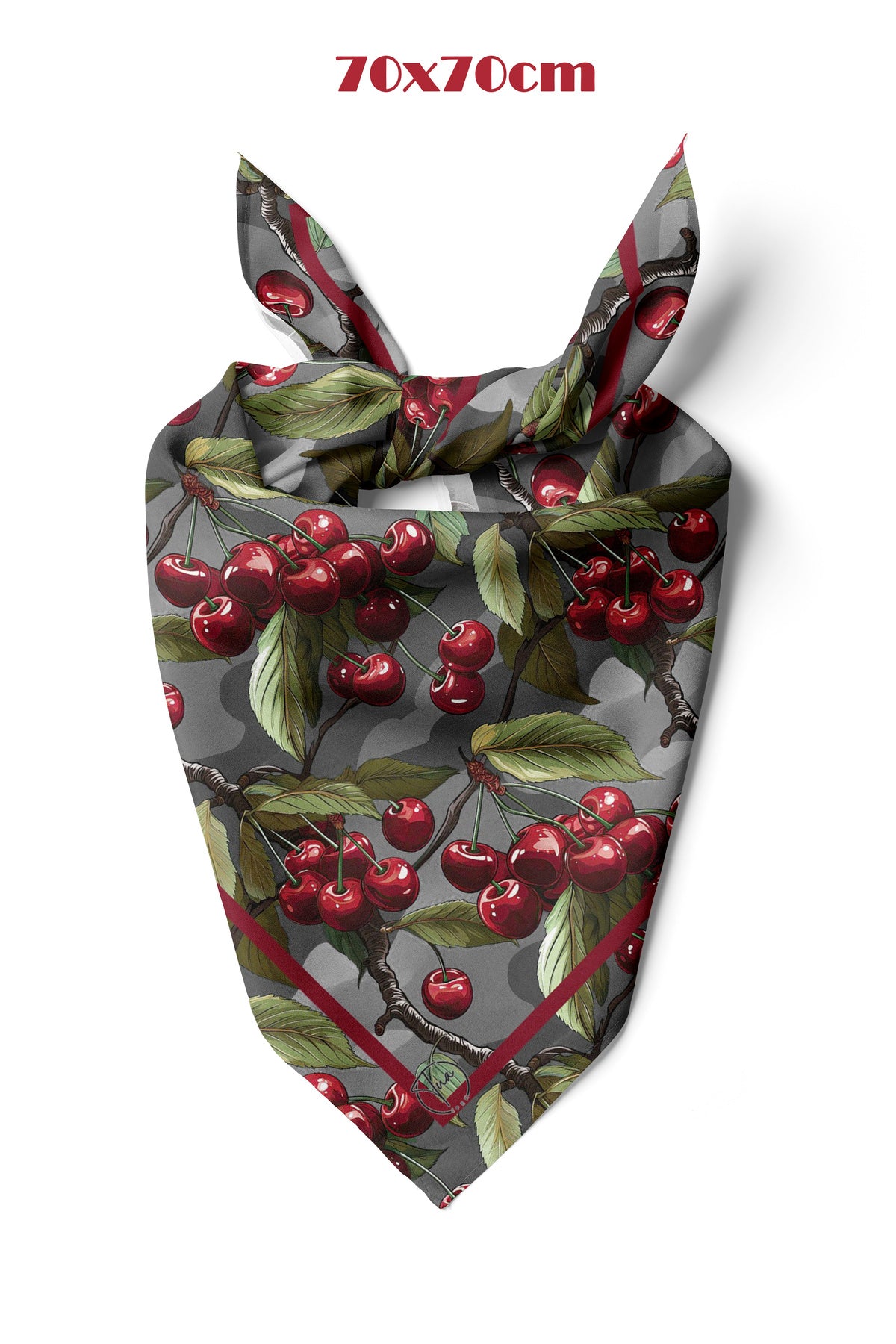 Kirazlı Rapsodi Desen 70*70cm Bandana/Fular - Çok Renkli