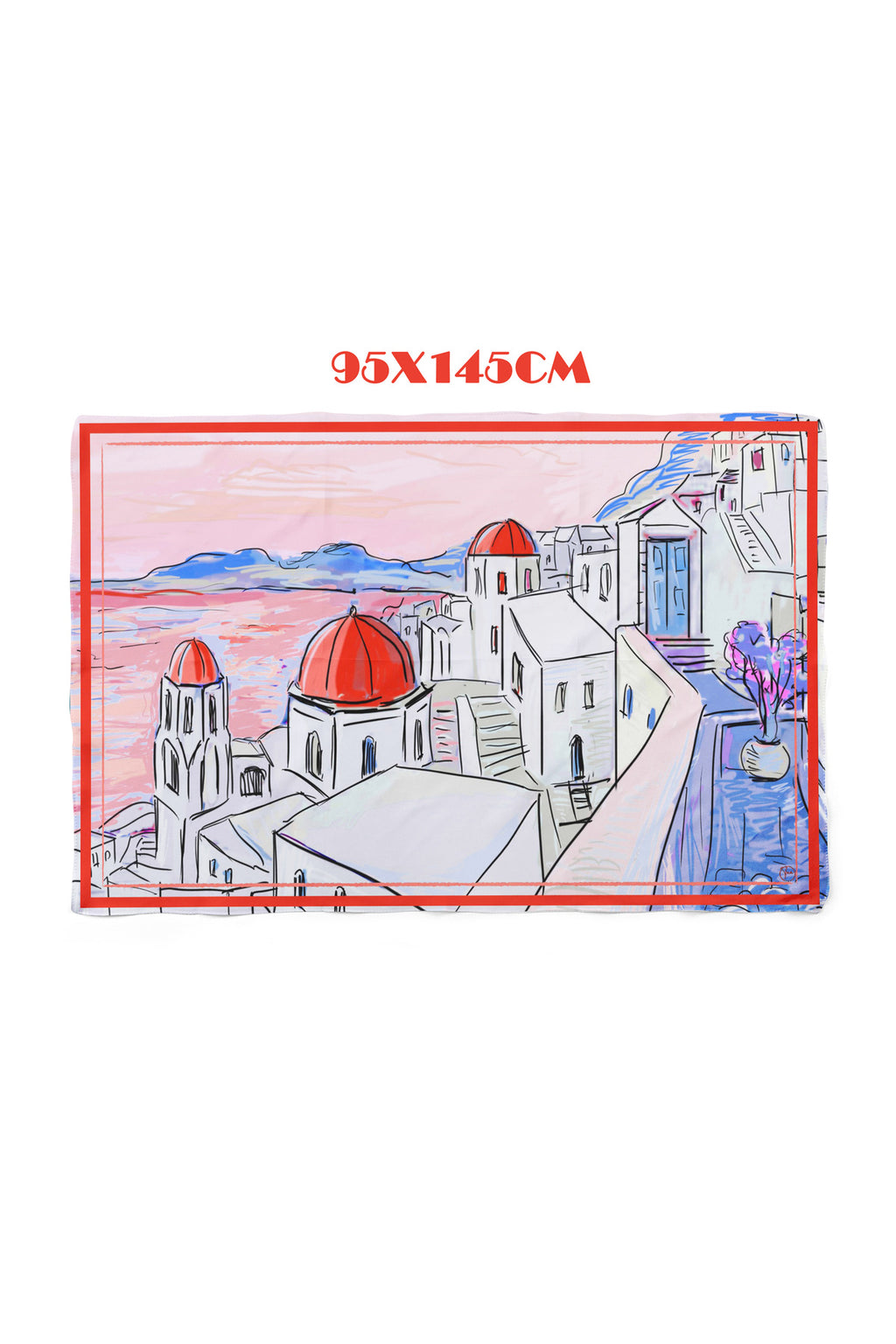 SANTORİNİ DREAMS KIRMIZI Desen İç göstermeyen Saten PAREO - görsel 3