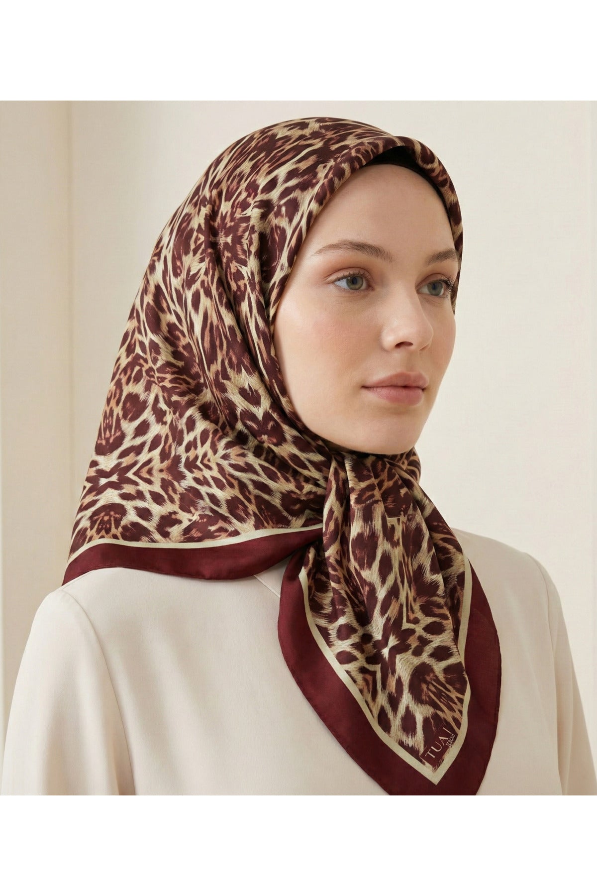 Leo Desen 90X90cm Organic Twill Eşarp/Fular - Kahverengi