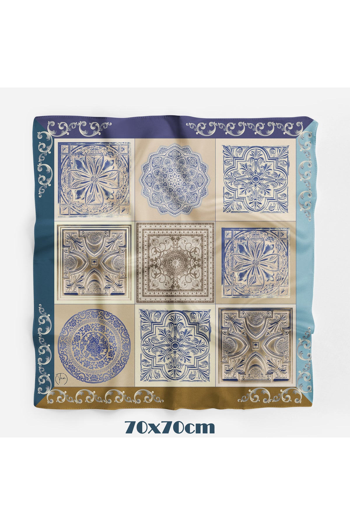 Çini Sırrı Desen 70*70cm Bandana/Fular - görsel 3