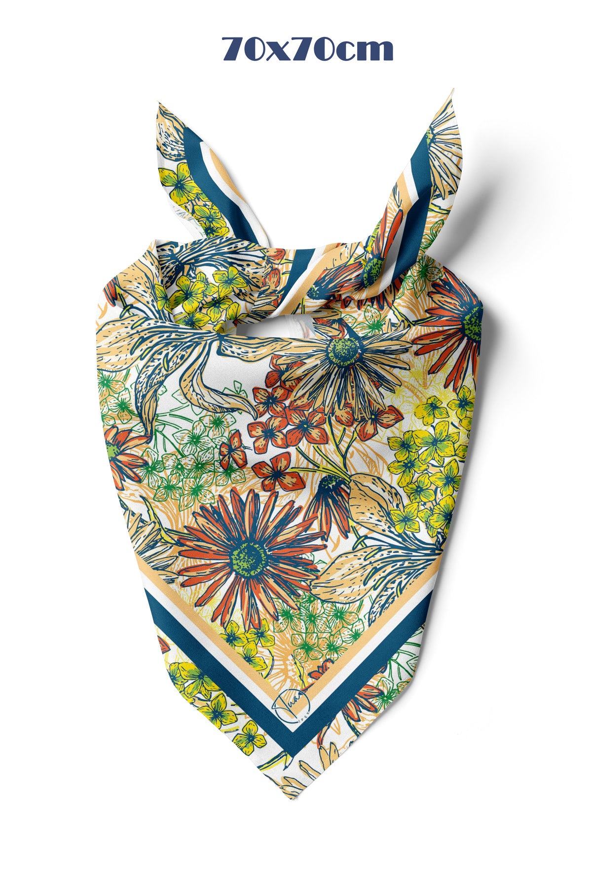 CHROMOFLORA Desen 70*70cm Bandana/Fular - Çok Renkli