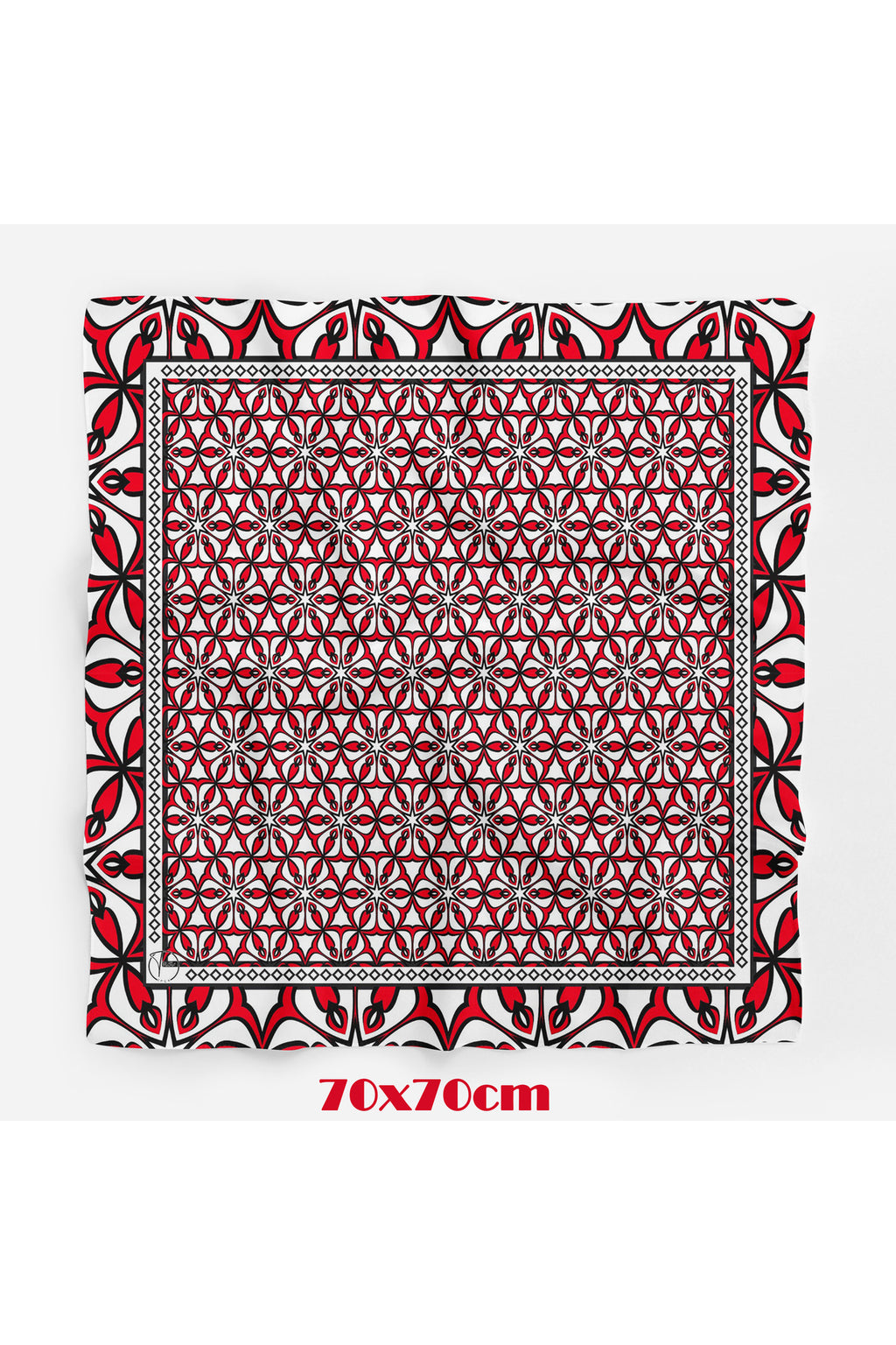 Red Marifet İşlemesi Desen 70*70cm Bandana/Fular - görsel 2