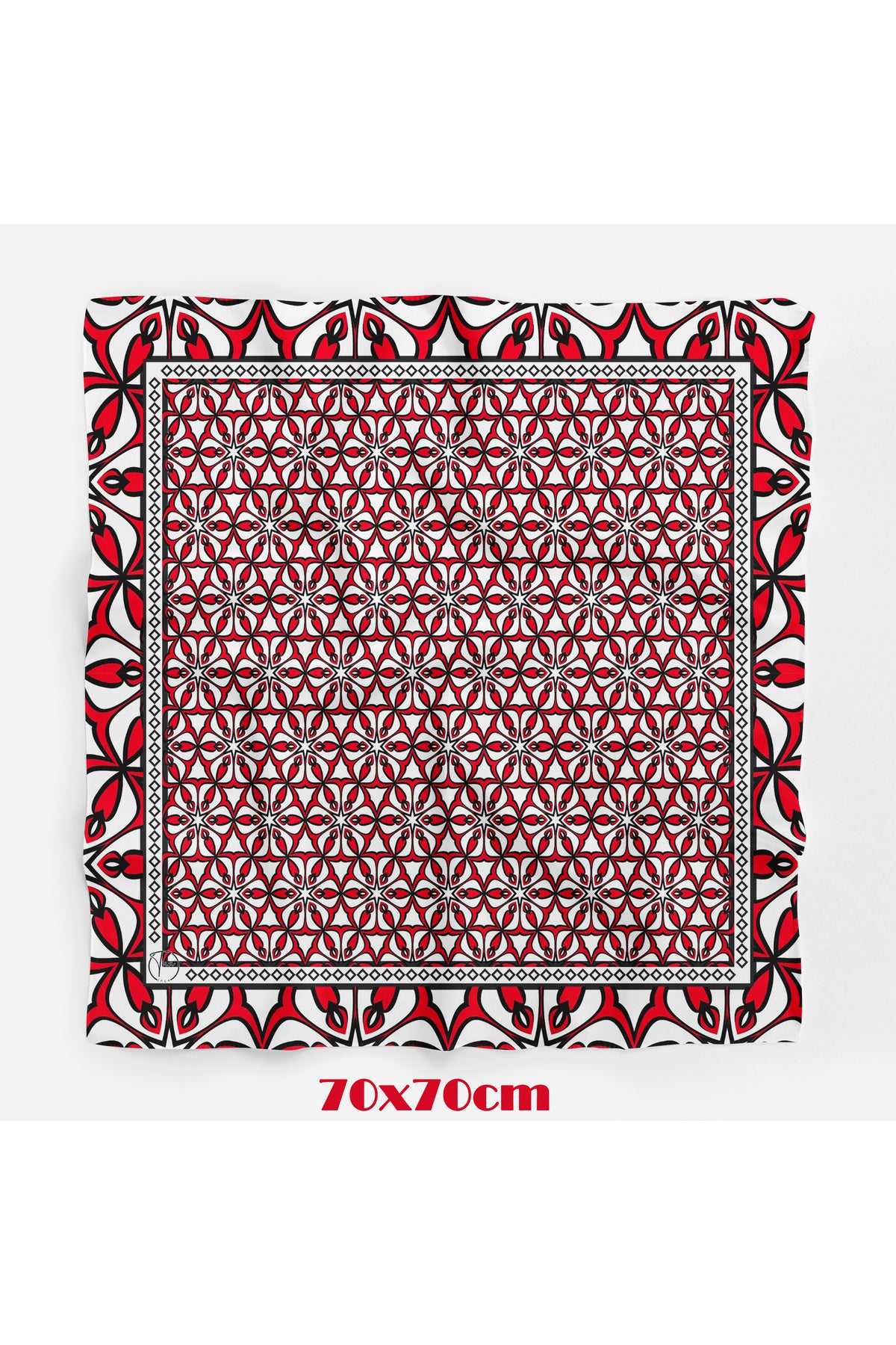 Red Marifet İşlemesi Desen 70*70cm Bandana/Fular - görsel 2