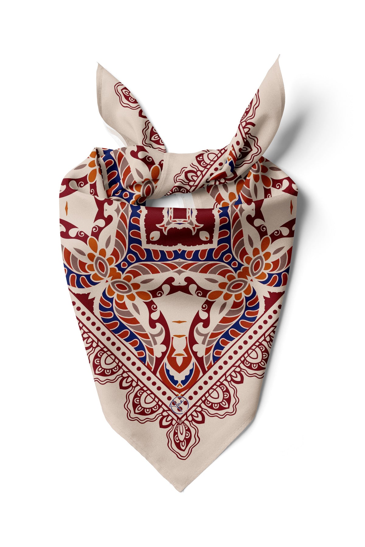 Pusula Desen 55x55cm Bandana/Fular - Çok Renkli