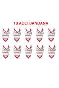 10'lu Paket K.Atatürk İmza Desen Bandana/Fular - Beyaz