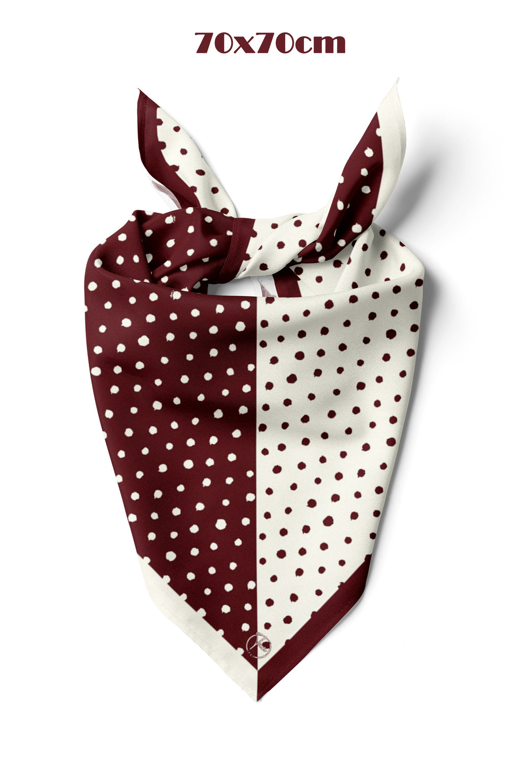 İkilem Puantiye Desen Mürdüm 70*70cm Bandana/Fular - Çok Renkli