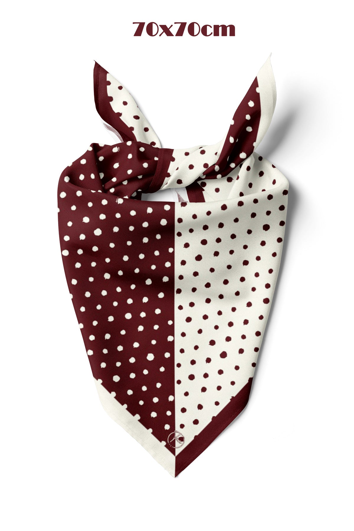 İkilem Puantiye Desen Mürdüm 70*70cm Bandana/Fular - Çok Renkli