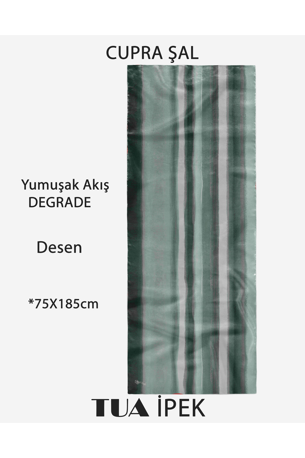 Degrade Desen CUPRA Kalite Fransız İpeği Şal 70x180cm - görsel 2