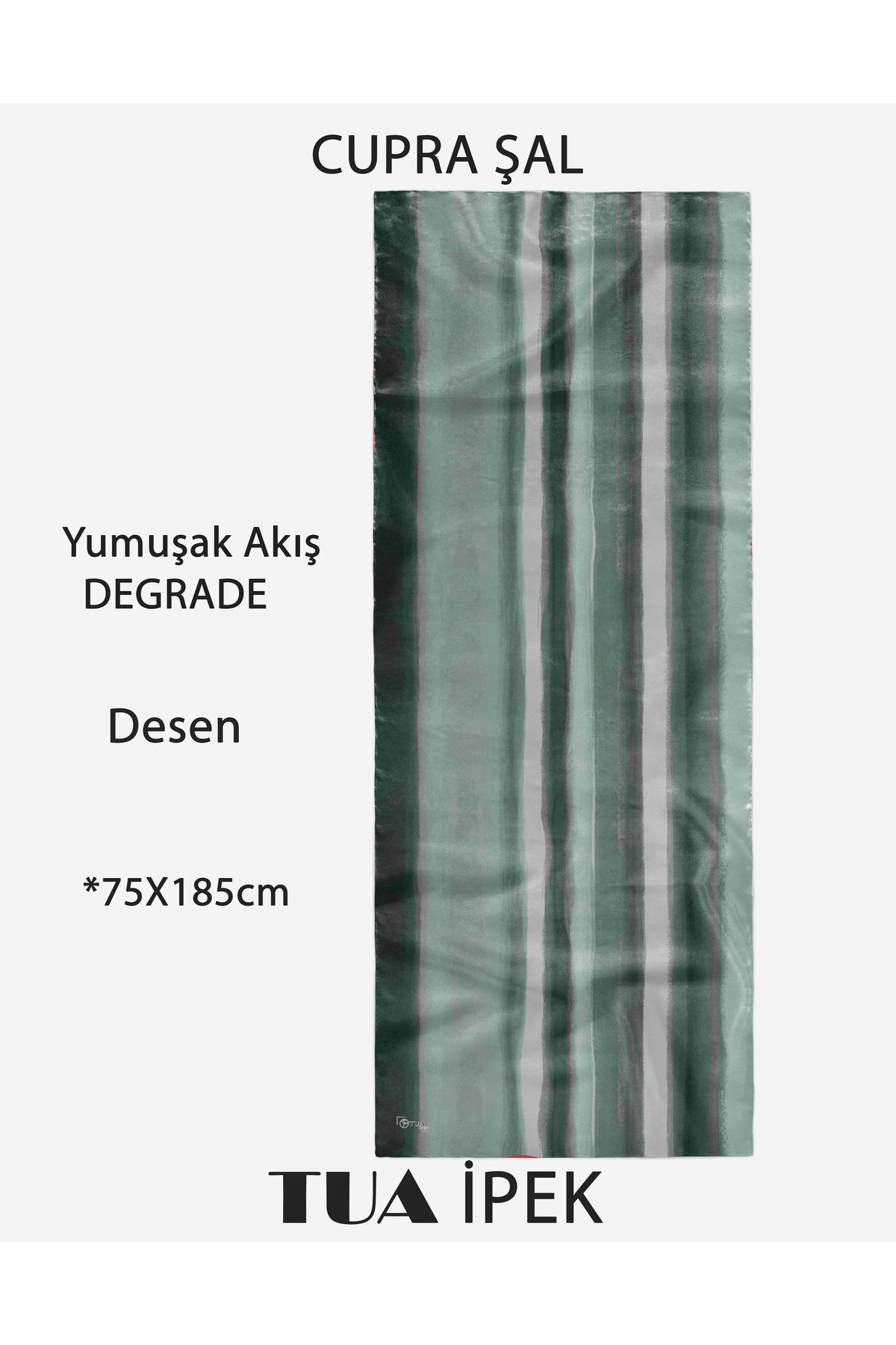Degrade Desen CUPRA Kalite Fransız İpeği Şal 70x180cm - görsel 2