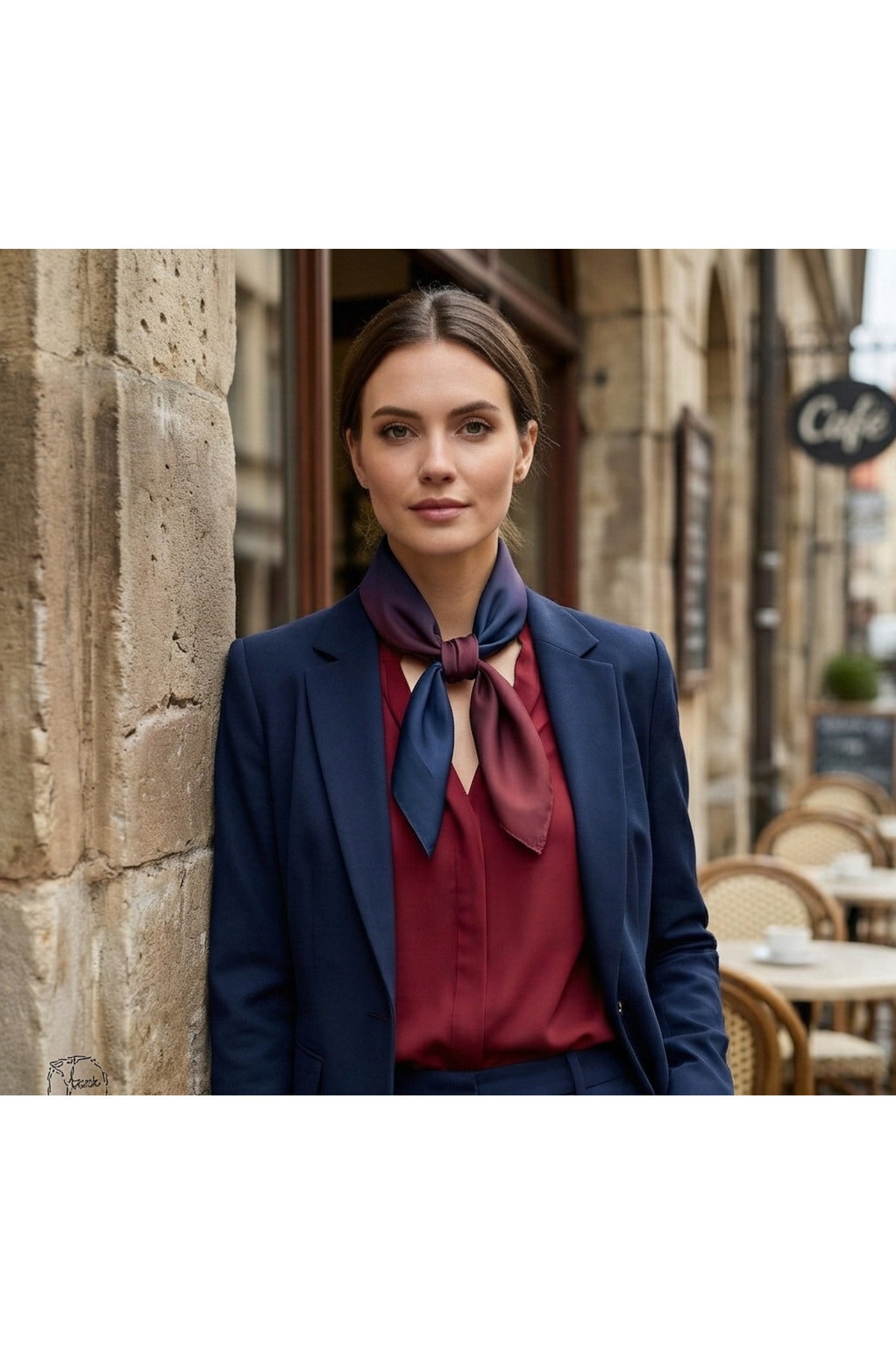 NÜANS Desen 70*70cm Bandana/Fular - Lacivert - Bordo