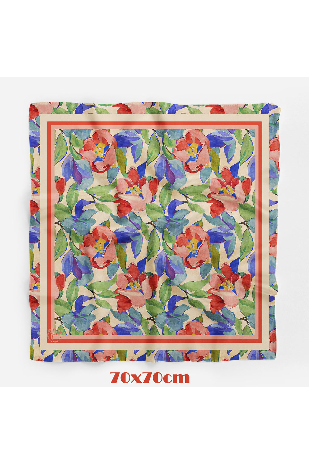 Çiçek Serenadı Desen 70*70cm Bandana/Fular - Çok Renkli