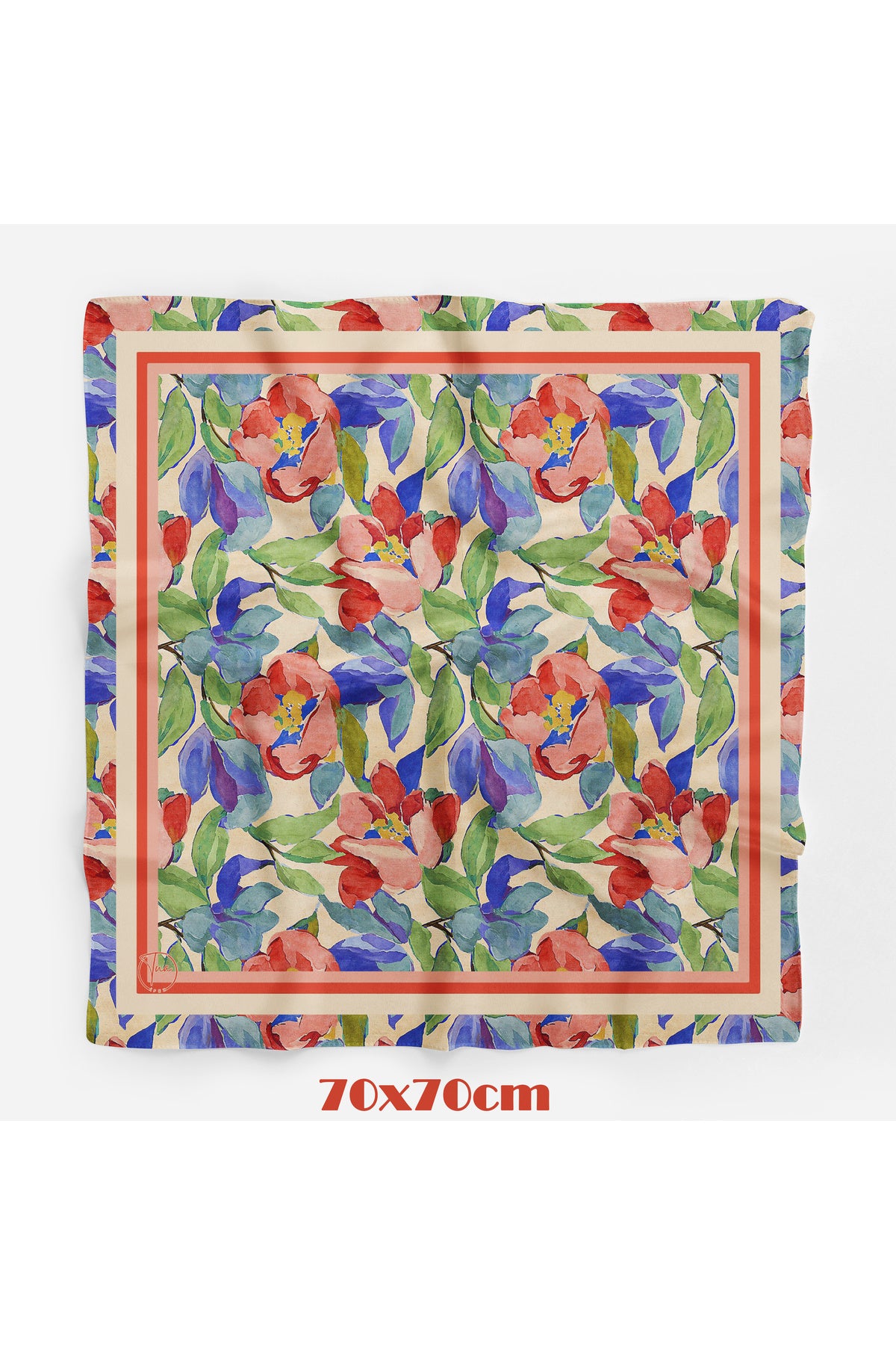 Çiçek Serenadı Desen 70*70cm Bandana/Fular - Çok Renkli