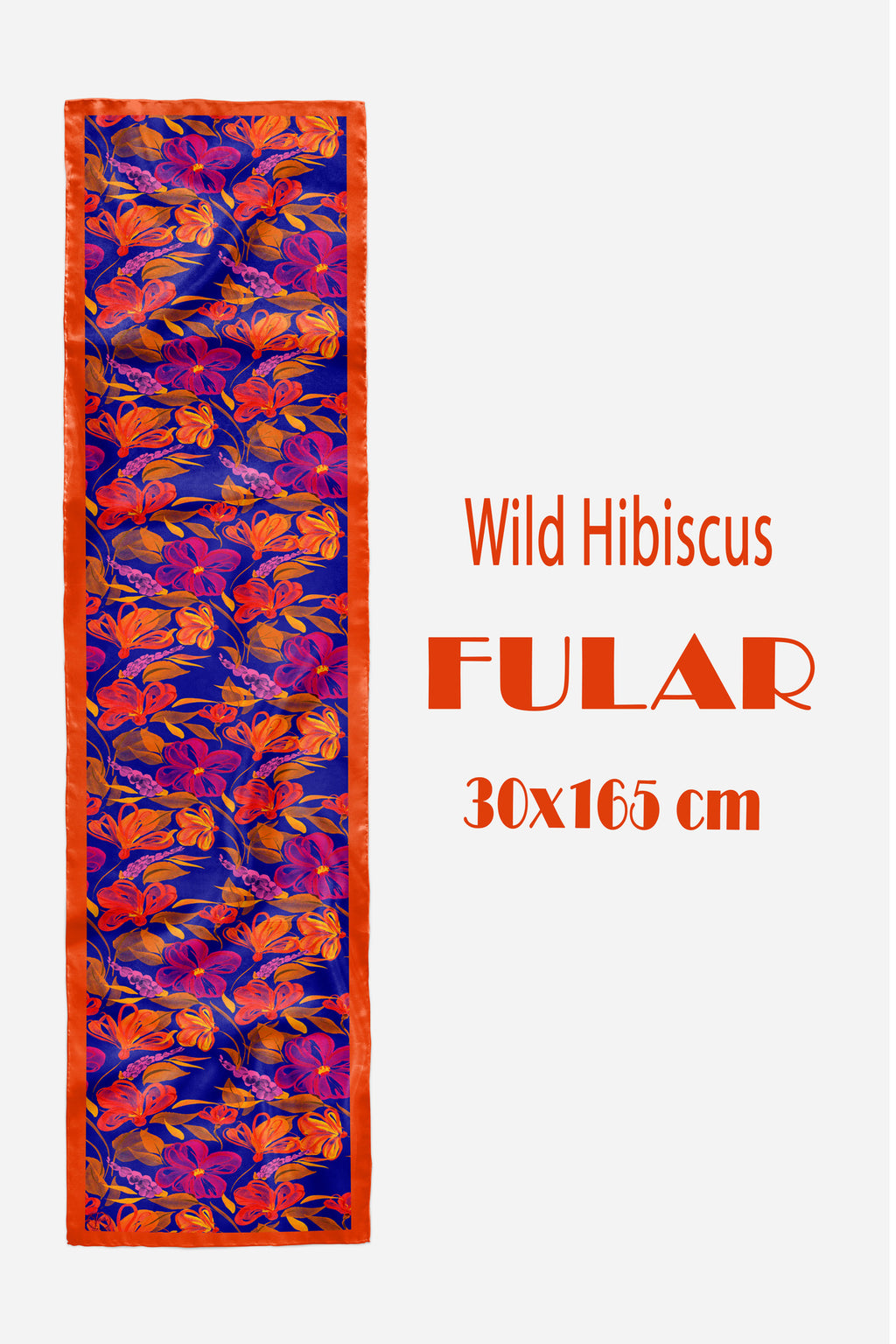 WİLD HİBİSCUS Desen Şık & Zarif Kadın Aksesuarı Saten Fular 30x165cm - görsel 2