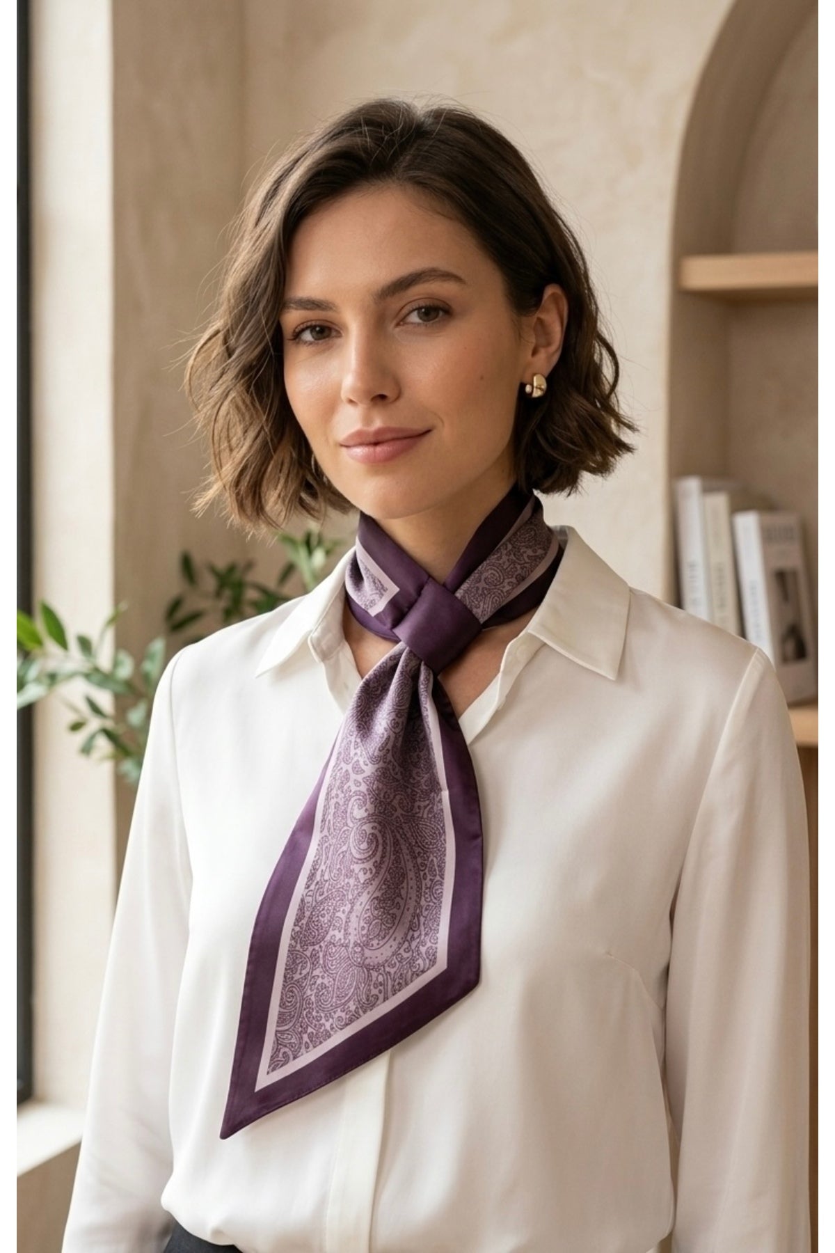 PURPLE PAİSLEY Desen Kravat/Fular - görsel 3