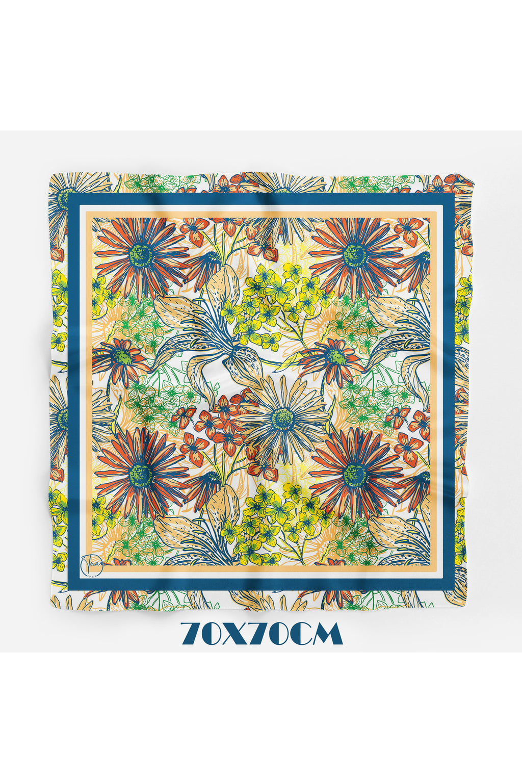CHROMOFLORA Desen 70*70cm Bandana/Fular - Çok Renkli