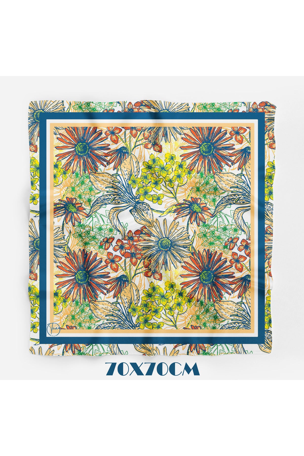 CHROMOFLORA Desen 70*70cm Bandana/Fular - Çok Renkli