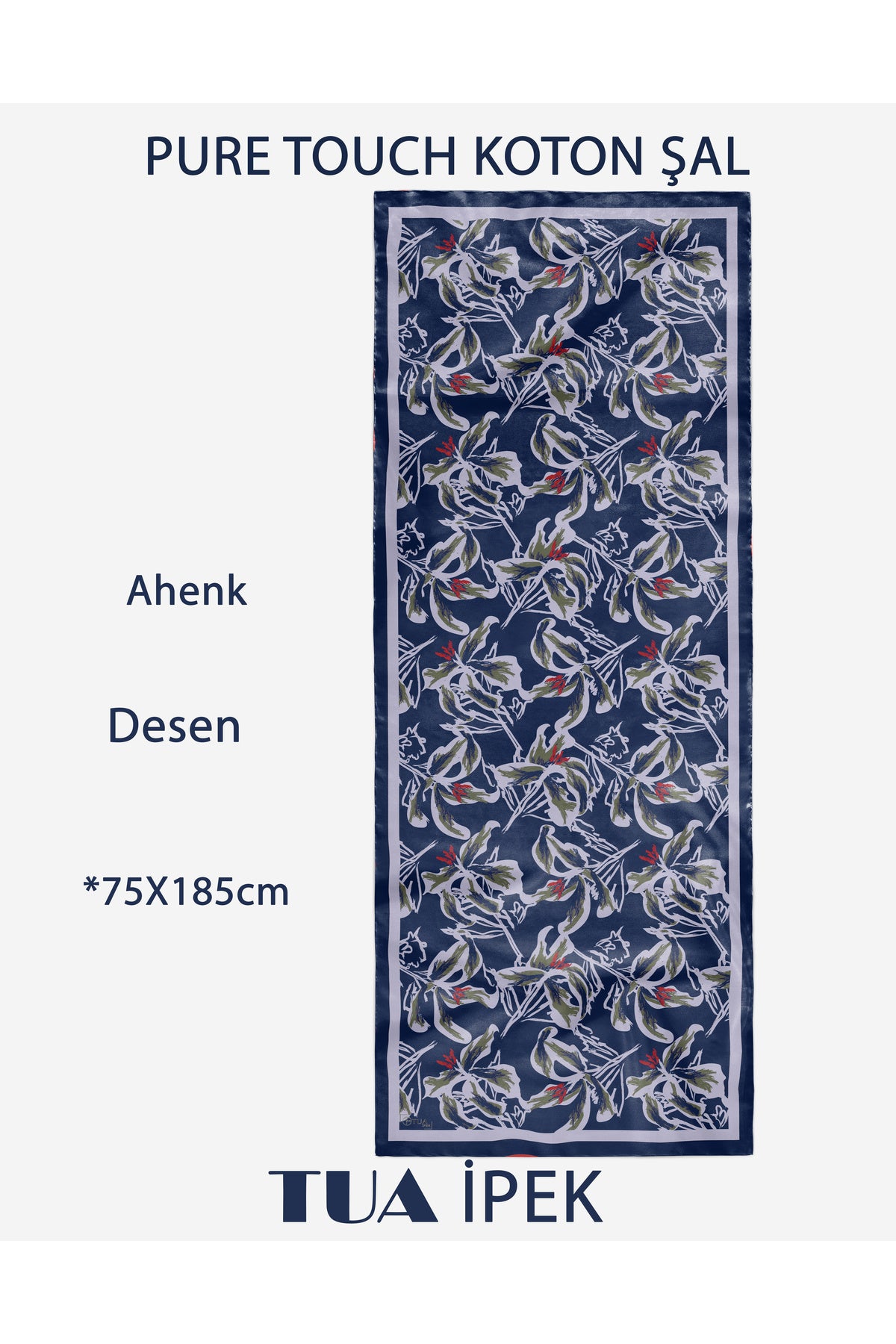 Vivid Floral Desen Pure Touch Koton Şal 75x185cm - görsel 2