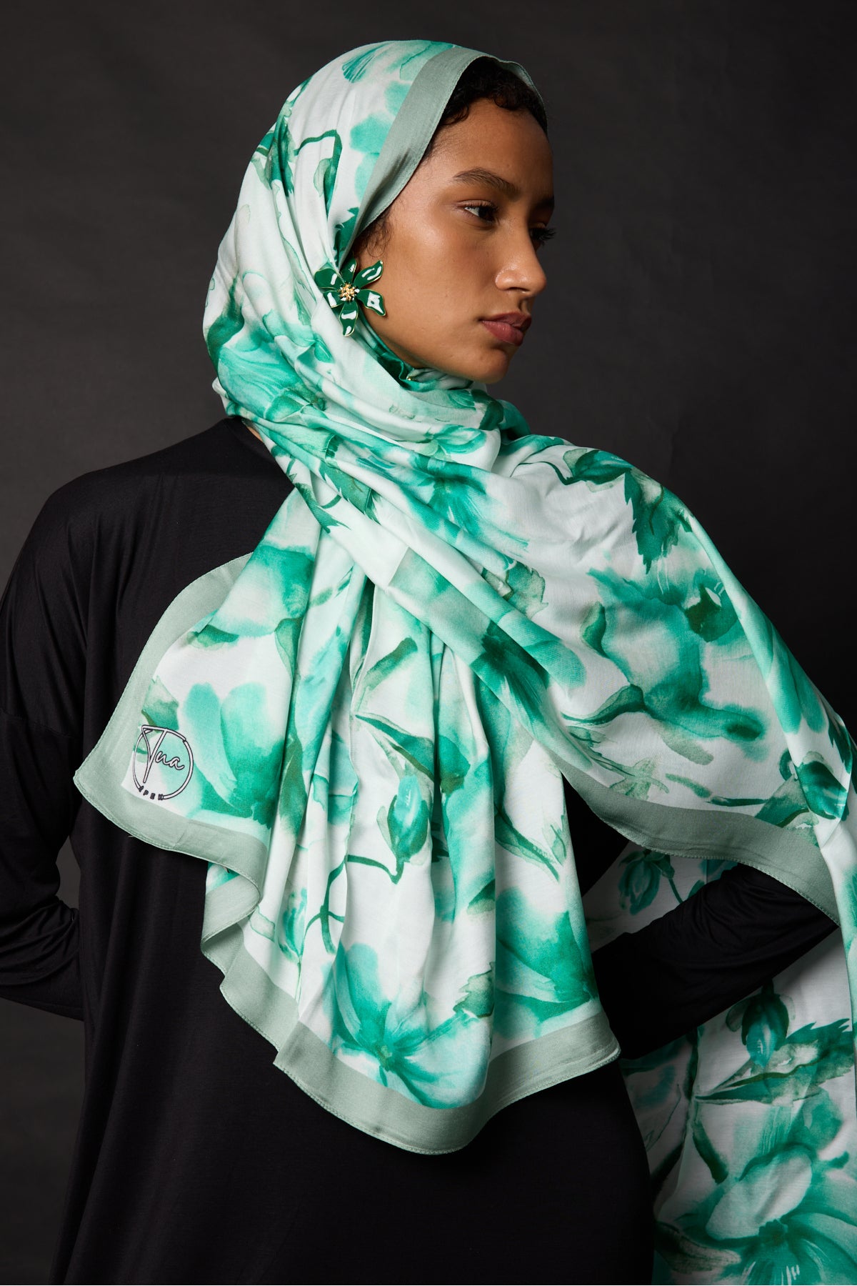 Organic Viscose İpeği İNCİRA ŞAL - Çiçek Desenli - görsel 3