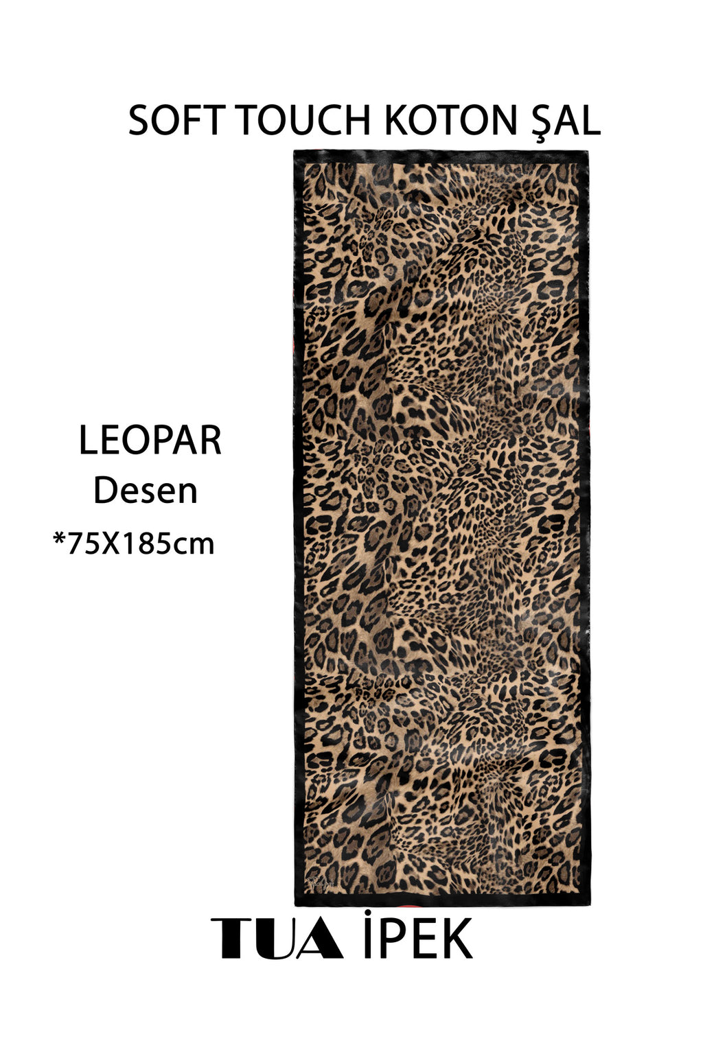 Leopar Desen Touch Soft Koton Şal 75x185cm - görsel 2