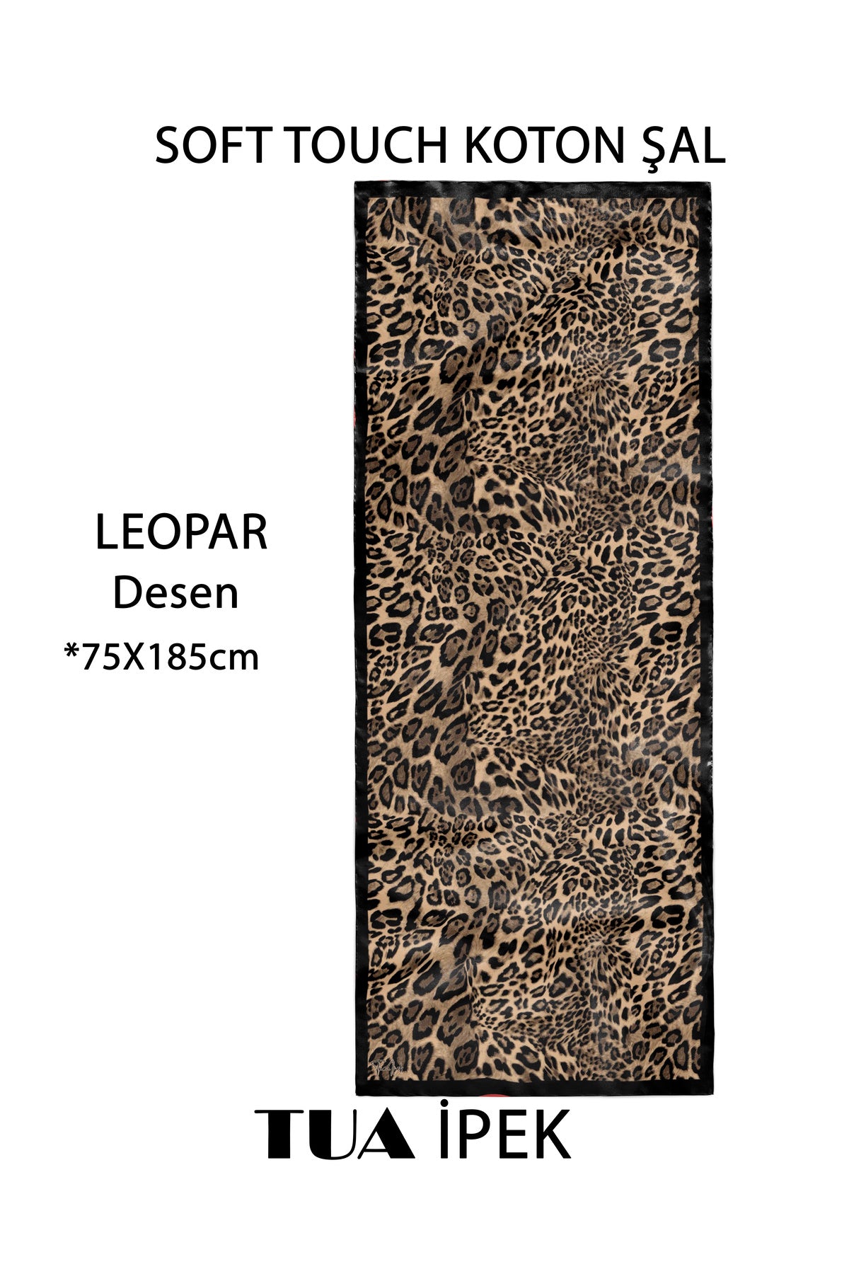 Leopar Desen Touch Soft Koton Şal 75x185cm - görsel 2