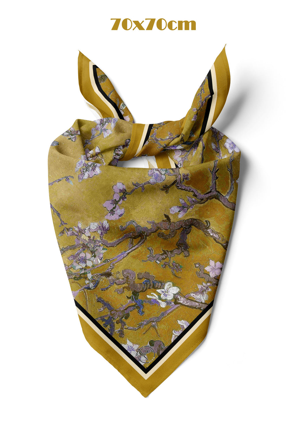 Golden Blossom Desen 70*70cm Bandana/Fular - Çok Renkli