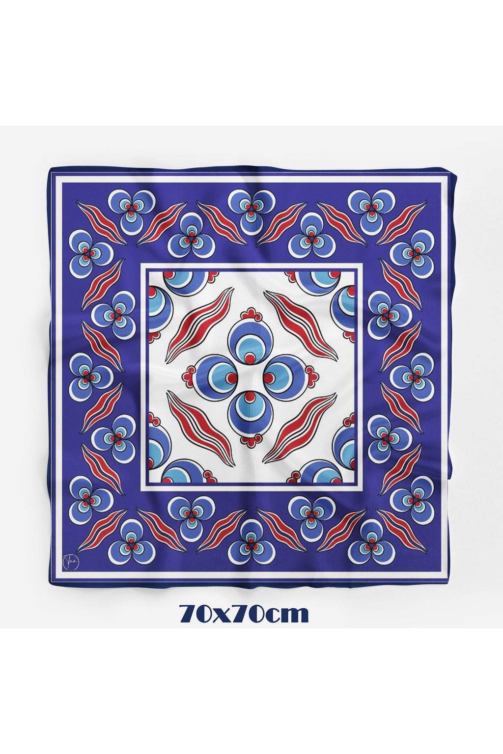 Mavi Girdap Desen 70*70cm Bandana/Fular - Çok Renkli