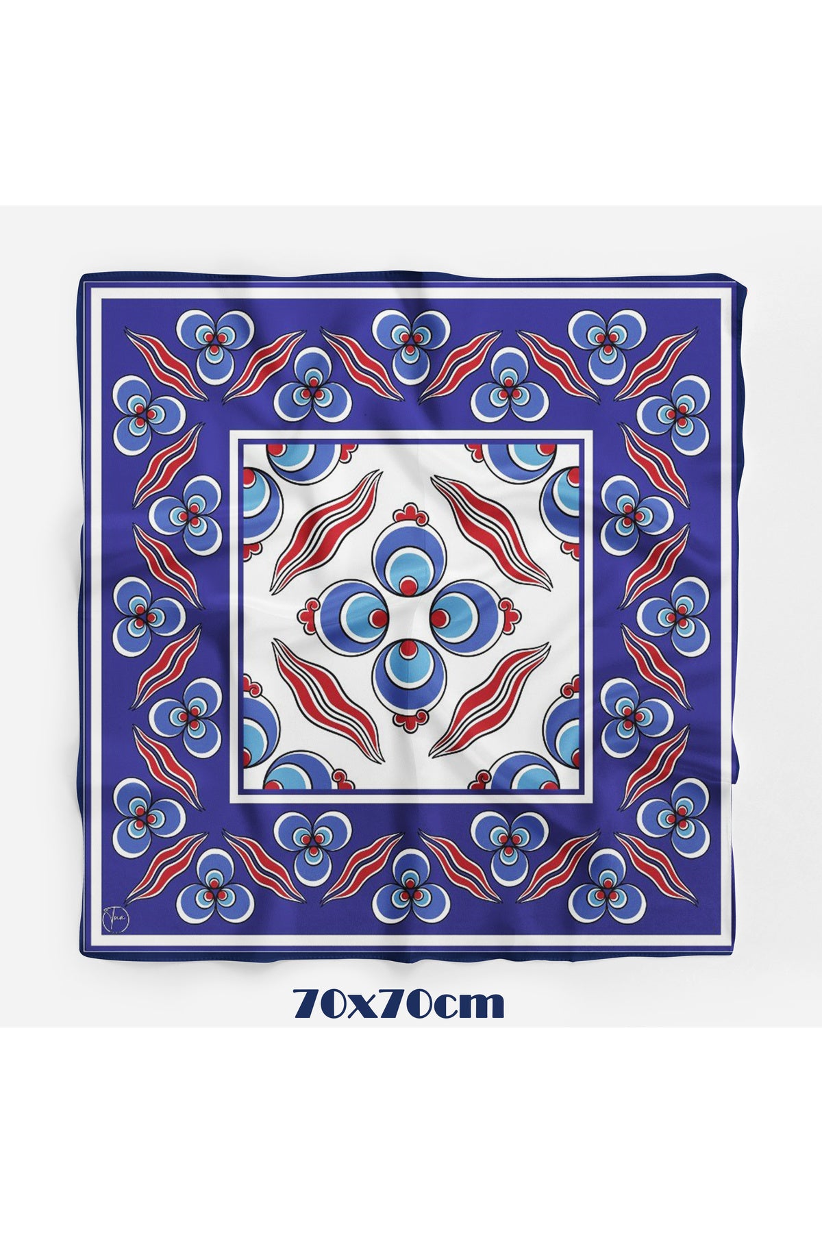 Mavi Girdap Desen 70*70cm Bandana/Fular - Çok Renkli