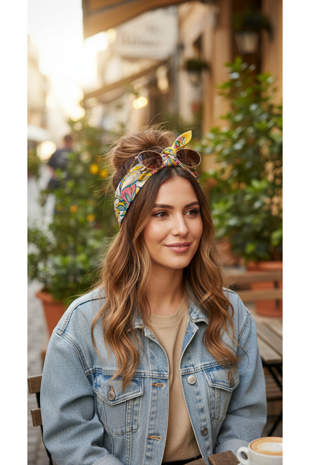 Serin Esinti Desen 55x55cm Bandana/Fular - Çok Renkli