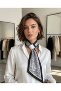 Black And White Paisley Desen Kravat/Fular - Çok Renkli